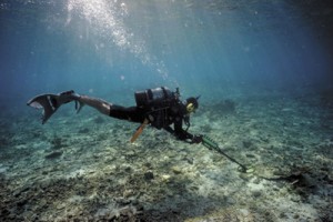 海底遺跡を探査する調査員＝宇検村