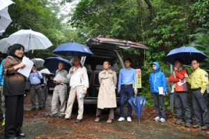 徳之島で現地視察を行った世界自然遺産候補地科学委員会の奄美作業部会＝５日、徳之島町