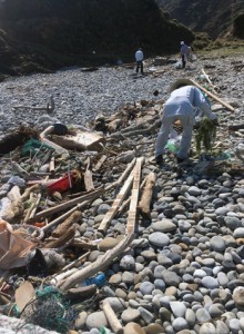 漂着ごみなどを回収した観光地クリーンキャンペーン＝１０日、瀬戸内町のホノホシ海岸