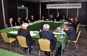 成長戦略ビジョンの基本計画に基づく提言について意見交換した懇話会＝２１日、奄美市名瀬