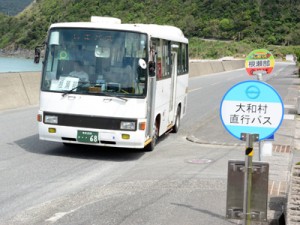 路線廃止で新設されたしまバスの根瀬部―奥又線のバス＝６日、奄美市名瀬根瀬部