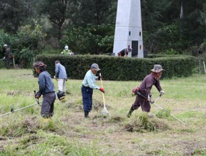 ボランティア清掃を行う参加者＝１５日、徳之島町山